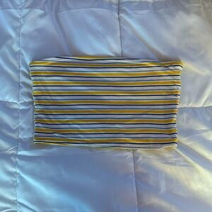 Forever 21 yellow, blue and white stripes tube top SIZE M